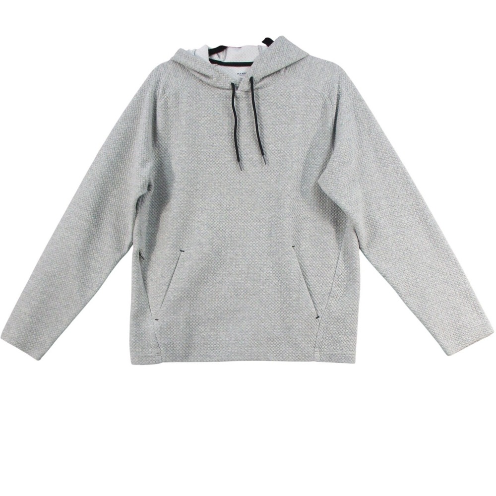 Old Navy Active Mens Gray Textured Waffle Knit 4-Way Stretch Hoodie Size M